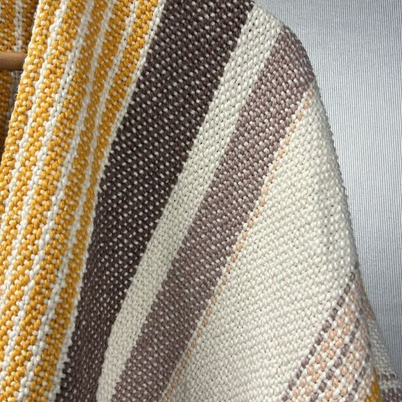 Aerie Striped Yellow and Brown Poncho One Size - Picture 4 of 6